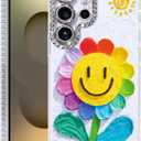 2 x Compatible with Samsung Galaxy S22 Ultra Case,with [Shockproof Protective][Camera Protection] Cute Rainbow Flower Aesthetic Phone Cover Anti-Yellowing Soft Slim Cover for Women Girl-White, (Mix)