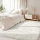 OLANLY 5x7 Machine Washable Large Area Rugs for Living Room, Bedroom, Soft Fluffy Shaggy Bedside Rug, Indoor Floor Carpet for Kids Girls and Boys, Dorms, Nursery, Home Decor Aesthetic, Ivory