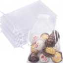 50 PCS White Organza Bags 5x7, Small Gift Bags Cute Mesh Drawstring Gift Pouches Sheer Clear Baggies for Jewelry Candy Sachet Soap Treats Mother's Day Wedding Birthday Party Favors Gifts