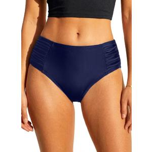 Tempt Me Women Bikini Bottoms Mid Waist Bathing Suit Swimsuit Ruched Swim Bottom, Medium