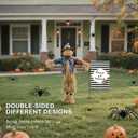 3 x Halloween Garden Flag,12x18 Double Sided Halloween Flags for Outside, with 2 Different Designs Front and Back,Small Burlap Flags for Yard and Garden Decor