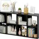 8-Cube Storage Organizer, Black Bookshelf with Open Compartments for Home Office, Modern Bookcase Display Shelf for Living Room, Bedroom & Entryway