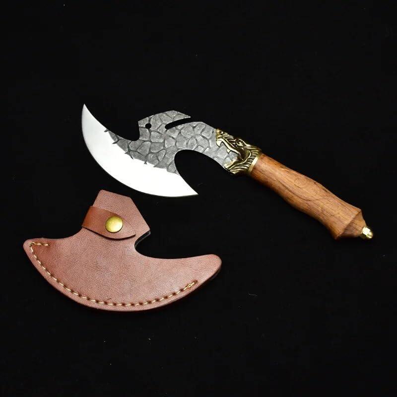 Cleaver Knife,Meat Cleaver, 7Cr17MOV Kitchen Knives Hand Forged Butcher Cleaver Chef Slicing Boning Knife Meat Cutting Peeling Sharp Camping Cooking Knife (Size : Knife and cover)