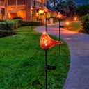 Bshine Solar Garden Decoration Outdoor Cardinal Lights, Hand Blown Glass Waterproof Solar Light Stake Red Cardinal Decorate Paths, Pathways, Lawns and Yards Art for Mom Gift, 2 Pack