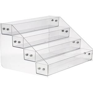 Acrylic Spice Rack, Tiered Spice Rack Shelf Seasoning Organizer for Countertop, Cabinet, Pantry, Kitchen Storage - 4 Tier