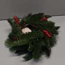 3Pcs Christmas Candle Rings Wreaths Artificial Norfolk Pine Branches Red Berry Branches Candle Holder Rings Mini Wreaths Decorations for Tables Centerpieces Mantle Frontdoor Home Kitchen Xmas Decor