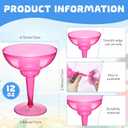 24 Pcs Plastic Margarita Glasses 12 oz Margarita Cups Mexican Theme Party Decorations Martini Glasses Bulk Cocktail Glass for Wedding Mexican Theme Carnivals (Rose Red)