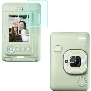 Screen Protector for Fuji Fujifilm Instax Mini Liplay + Lens PET Flim [2+2 Pcs] on Camera (for Accessories), 0.3mm High Definition 9H Hardness Optical LCD Premium Glass Protective Cover