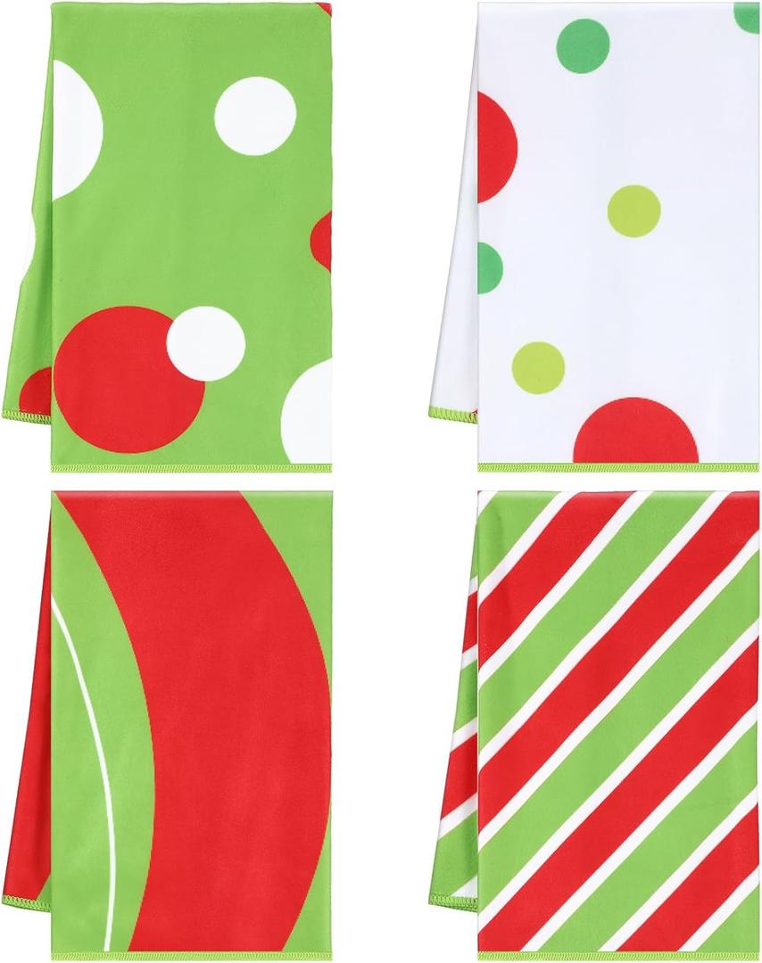 Lime Green 4 Pcs Large Christmas Bath Towels for Bathroom 28" x 16" Christmas Bath Hand Towel Xmas Bathroom Decoration for Holiday Seasonal Xmas Winter Decor Kitchen Farmhouse (Stylish) (Snow)