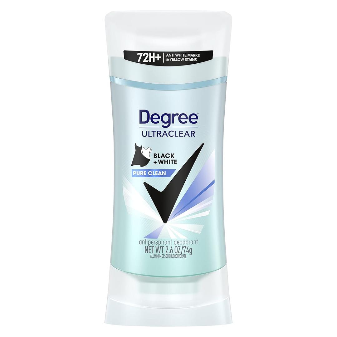 Degree Antiperspirant for Women Protects from Deodorant Stains Pure Clean Deodorant for Women 2.6 oz, Pack of 3