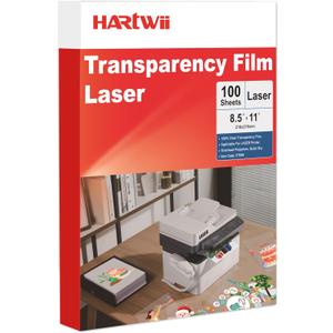 Laser Transparency Film,100 Sheets Overhead Projector Film for Laser Jet Printer,Letter Size 8.5x11"Color Transparent Paper for OHP Copier Photo Transparent Film,Office and School Supplies