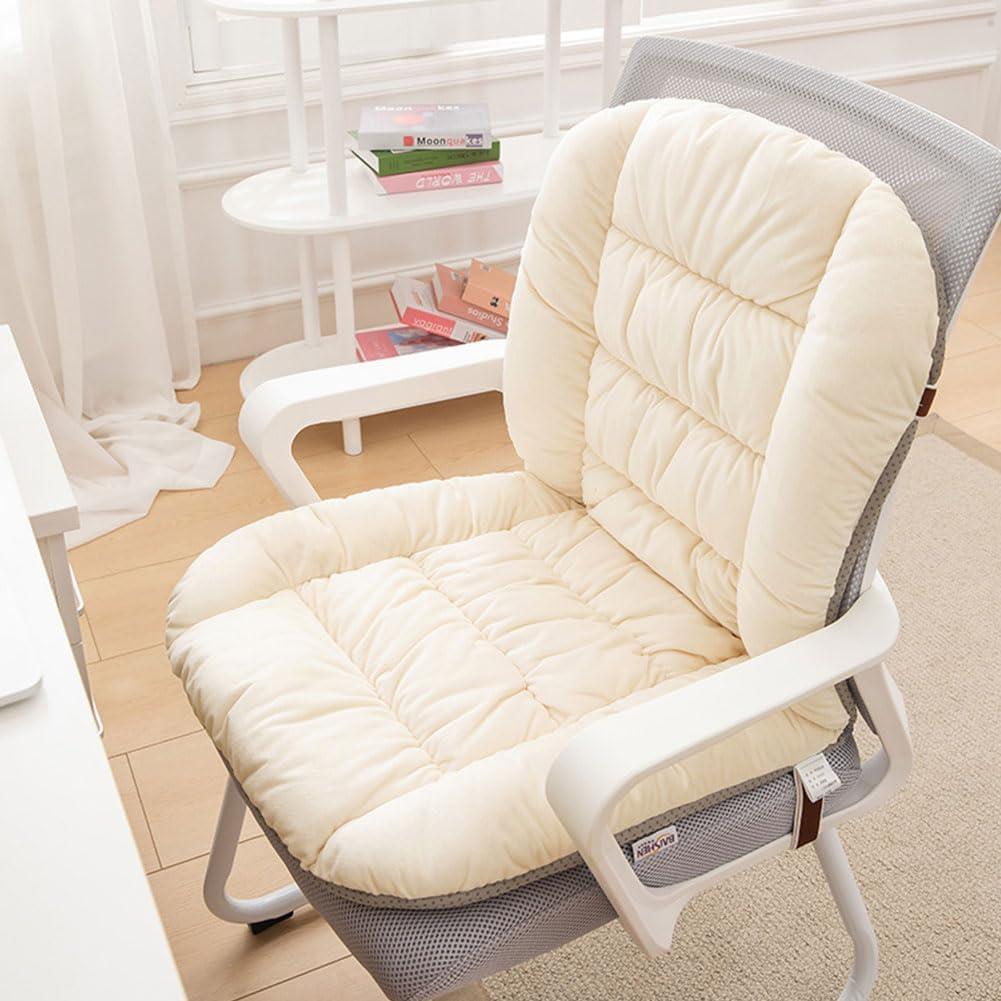 Desk Chair Cushion with Removable Cover, Office Chair Seat with Back Support, Rocking, 35.4"x20" (White)