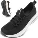 Wide Toe Box Shoes Women Extra Wide Width Sneakers Air Cushion Road Running Shoes Ultra Light Tennis Gym Workout Training Shoes Breathable Walking Shoes with Arch Support Size 40