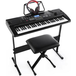 61-Key Electronic Keyboard Pack with Headphones,Microphone,Stand,Stool,and Power Supply-The Electronic Keyboards (Pack of 1), 33.84.112.7 Inch
