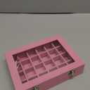 Velvet Jewelry Box 24 Grid Jewelry Ring Display Organiser Box Tray Holder Earrings Storage Case for Girls Wife Mom Women (Pink)