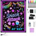 Hosim LED Message Writing Board 35"x27" Illuminated Erasable Neon Effect Restaurant Menu Sign with 8 Colors Markers, 7 Colors Flashing Mode DIY Message Chalkboard for Kitchen Wedding Promotions