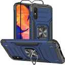 Samsung Galaxy A10e Case, Samsung a10e Case, with Tempered Glass Screen Protector, Hard Rubber Bumper with 360 Rotation Ring Kickstand Cases for Samsung Galaxy A10e (Blue)