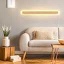 1 Pack Modern Plug in Long Wall Sconce 39.3 LED Bamboo Wall Lights 31W Long Strip Indoor Wall Lamp 3000K with 6.5FT Plug in Cord and On/Off Switch on The Cord for Living Room Hallway Stairwell