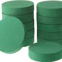 Maitys 12 Pieces Round Floral Foam Wet Green Flower Foam DIY Flower Arrangement Kit for Aisle Wedding Party Decoration(6.5 x 6.5 x 1.57 Inches)