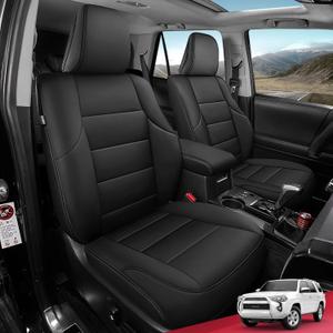 FREESOO for Toyota 4Runner Seat Covers 2011-2024, Custom Fit Car Seat Covers, Luxury Leather Seat Covers for Cars SUV, Waterproof Car Seat Cover Cushion Protector Accessories, Black Front Seats