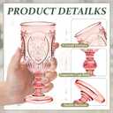 48 Pcs Plastic Goblets 7.5oz Vintage Goblet Plastic Wine Glasses Colored Retro Embossed Water Goblets for Wine Bar Juice Baby Shower Wedding Reception Grand Event Party (Pink)