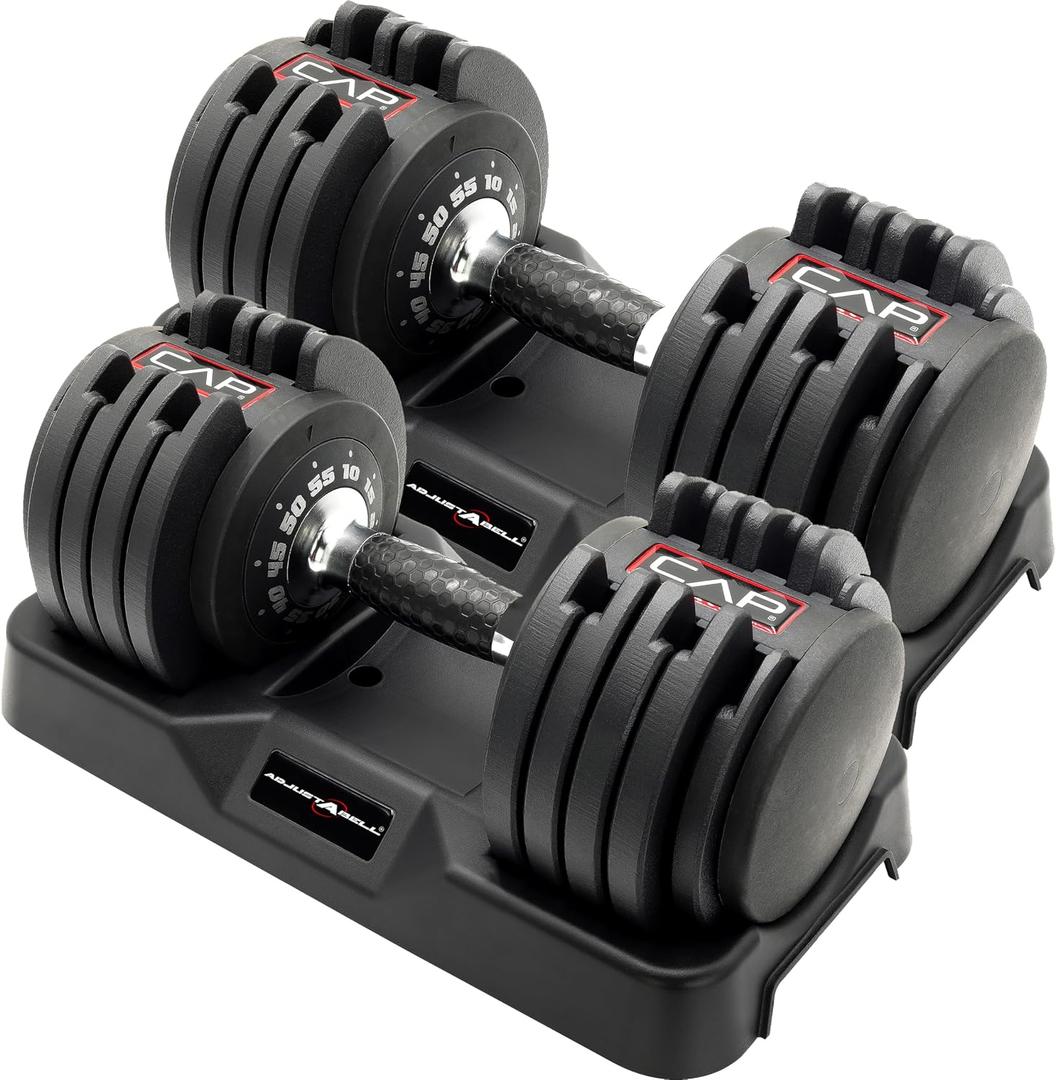 CAP ADJUSTABELL Adjustable Dumbbell Weights - Singles & Pairs | 12.5 lb, 25 lb & 55 lb | Multiple Handle Options