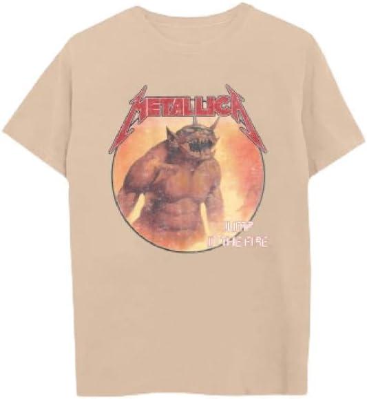 Merch Traffic Men's Metallica Jump in The Fire Unisex Tee (Beige, M)