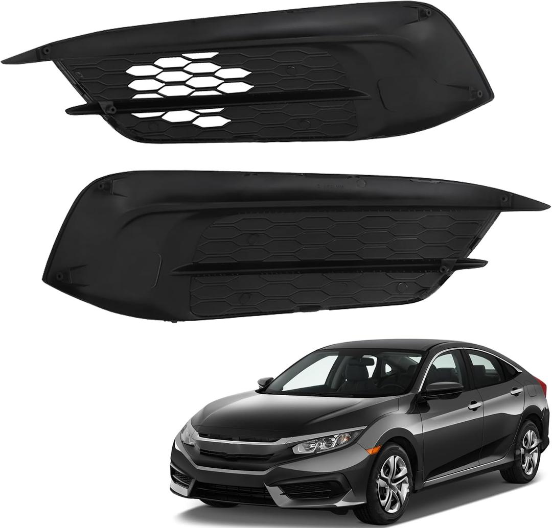 munirater 1 Pair Front Fog Light Cover Replacement for Civic 2016 2017 2018 Left and Right Side 71103-TBA-A00 71108-TBA-A00