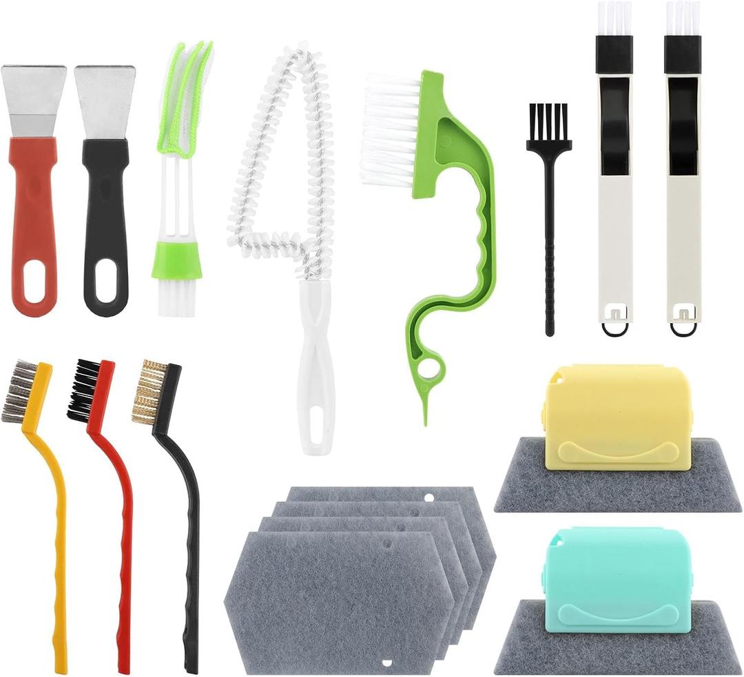 Window Track Cleaner Tool Set, 13 Pcs Groove Gap cleaning brush, Multi-Purpose window sill cleaner tool for Sliding Door, Tile Lines, Shutter, Car Vents and Air Conditioner