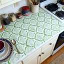 Shelf and Drawer Liner, 12in x 10FT Double Layer PVC Non-Adhesive Non-Slip Waterproof, Green Leaf for Kitchen Cabinets, Pantry, Bathroom, Dresser with Knife and Tape Measure