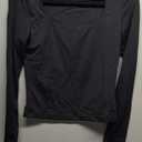 ForeFair Women Square Neck Long Sleeve Going Out Tops Tight Double Lined Basic Tees Shirt (Medium, Black)