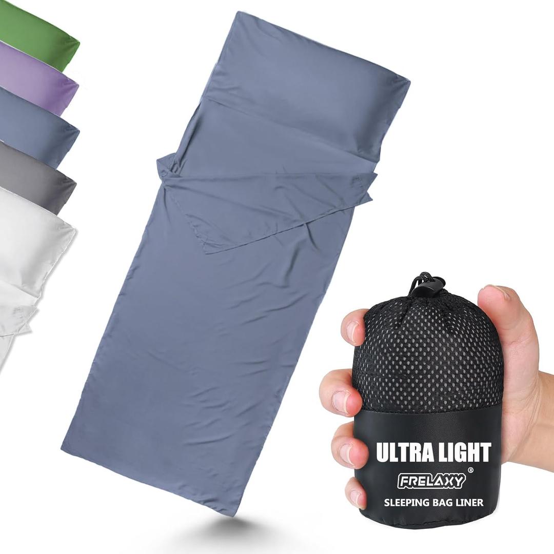 Frelaxy Ultralight Sleeping Bag Liner - Lighter & Compact, 3 Sizes Travel Sheets & Adult Sleep Sack, Comfy Breathable & Cooling & Silky Soft, Quick-Drying, for Backpacking, Hotel, Camping, Hostels (27.5in x 84.6", Navy - No Zipper)