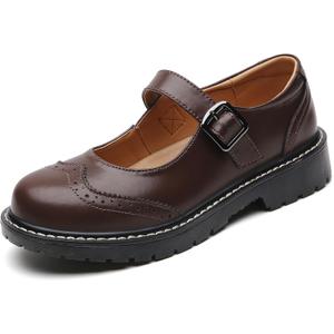 XMM Mary Jane Shoes Women Mary Janes Flats Ladies Oxford Shoes for Women Comfort Leather Round Toe Non-Slip Dressy Casual Cute Girls School Work Shoes, US 6.5