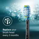 Philips Sonicare C3 Two-in-One - Genuine Replacement Electric Toothbrush Heads, Black, 4 Pack One Year Supply, HX9044/95