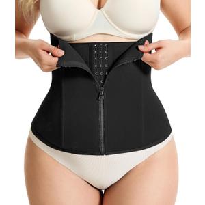 Gotoly Waist Trainer for Women Zipper Corset Shapewear Tummy Control Faja Body Shaper Waist Cincher Workout Girdle (Black, M)