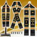 Geyoga Graduation Stole Kente Stole Black Authentic African Art 72" x 4.8" for Adult College Unisex Grads Celebrate