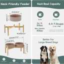 Havniva Ceramic 8.2inch Raised Dog Bowl with Stand for Large- Breed Dogs, Pet Food and Water Feeder (Double Bowl with Stand - Brown Coffee)