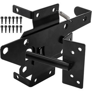 WRINGKIT Heavy Duty Gate Latches for Wooden Fences, Post Mount Automatic Gate Lock, Self-Locking Gravity Door Latch, Fence Latch for Outdoor Gates, Metal Gates Vinyl Fences, Black Finish