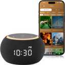Hotmoon Alarm Clock with Sound Machine for Sleep, Luna Pro Dual-Stage Smart Alarm, 507 Sounds & 10 Healing Frequencies (108-963Hz), Pink Green Brown White Noise for Sleeping Adults Meditation, Plug In (Medium, Black)