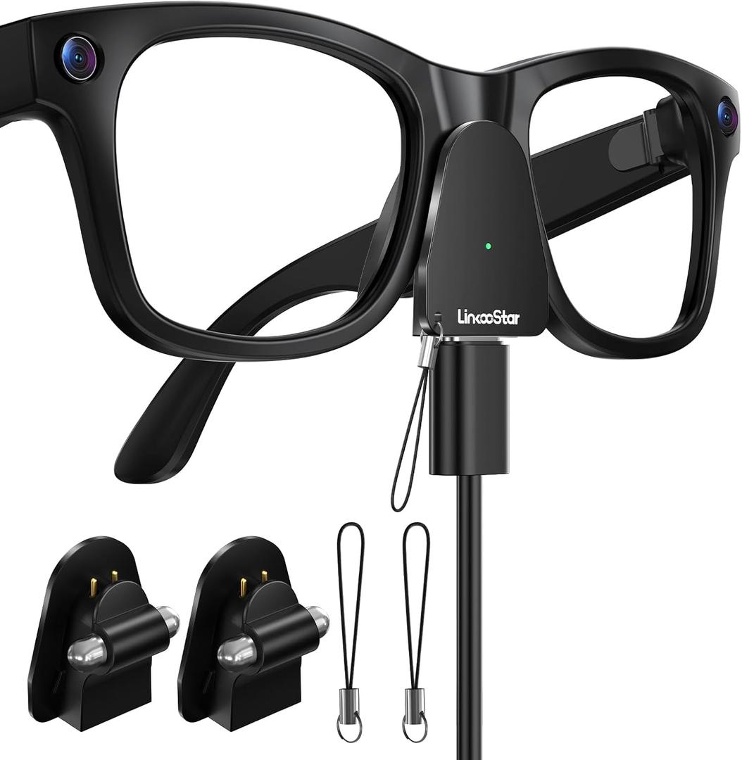 Charging Adapter for RayBan Meta Smart Glasses, USB C Charger Compatible with Meta Gen 1/2 Wayfarer Skyler Headliner Oakley Meta HSTN, Portable Charger with LED Indicator Overcharge Protection, 2Pack