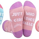 Hercicy 3 Pairs Dance Ballet Socks for Girls Kids Funny Cotton Crew Ballerina Socks Novelty Gifts for Dancer, Aged 6-10