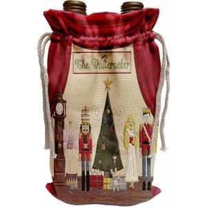 3dRose - Beverly Turner Christmas Design - Nutcracker Prince, Sugar Plum Fairy, Mouse King, Snow Queen, Clock - Bottle Bags (wbg-223585-1) (Multicolor)