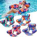 4 Pack Pool Floats Chairs Adult Inflatable Pool Lounge Chairs Aesthetic Adjustable Fabric Water Floating Hammock for Summer Beach Lake Backyard Parties
