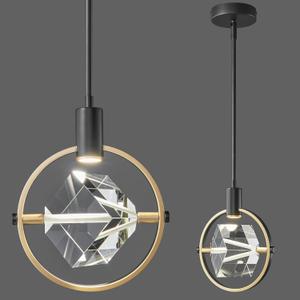 Modern Crystal Pendant Light in Black Mini Dimmable Integrated LED Light Fixtures Metal Rod Ceiling Black Gold Chandelier for Kitchen Island Bedroom Dining Room Bar(1-Lights)
