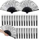 25 Pcs Disco Folding Hand Fan Bulk with Organza Bags Disco Party Favors for Guest Foldable Handheld Paper Fans for Line Dancing Wedding Bachelorette Birthday Dance Music Party Supplies Decor