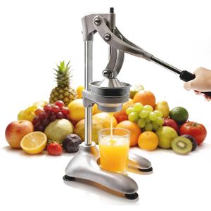 Cast Iron Manual Juicer, Full 304 Stainless Steel, Gravity Press Lever, Effortless Hand Press Juicer for Citrus Lemon Lime Grapefruit, Easy to Clean with Wide Stable Base (Silver)