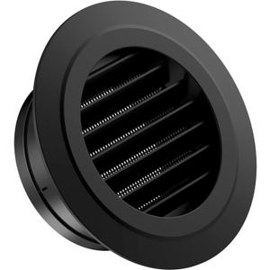 Hon&Guan 6 Inch Soffit Exhaust Vent, 6‘’ Round Air Vent Cover with Built-in a Fly Screen for Bathroom Office Home, Black