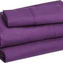 ALightweight Super Soft Breathable Wrinkle-Free Microfiber 3-Piece Bed Sheet Set with 14-Inch Deep Pockets, Twin, Plum, Solid