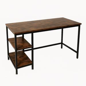 Modern & Industrial Computer Desk, Home Office Desk with Storage Shelves, Wood Study Writing Table for Bedroom, Living Room, Rustic Retro Brown, 55 Inch