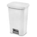 11.9 Gallon / 45 Liter StepOn Plastic Trash Can, Plastic Wastebasket Garbage Bin for Kitchen,Home, Bedroom, Bathroom,Office & Slim Space-Saving, White